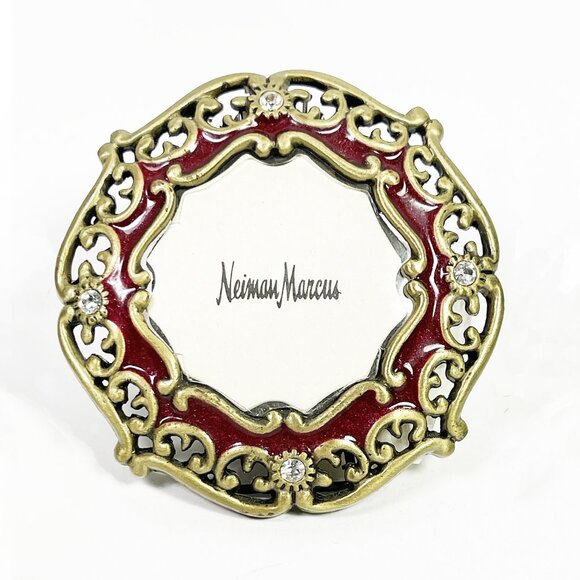 JAY STRONGWATER for Neiman Marcus Round Red Mini Frame Czech Crystals Signed - Picture 1 of 5